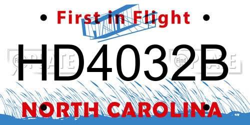 HD4032B North Carolina License Plate
