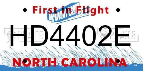 HD4402E North Carolina License Plate