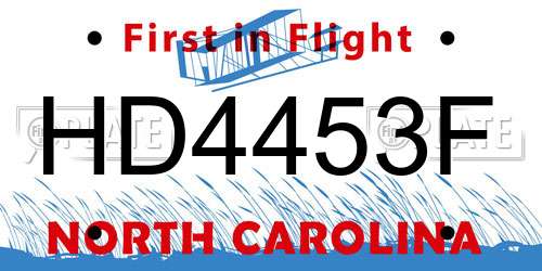 HD4453F North Carolina License Plate