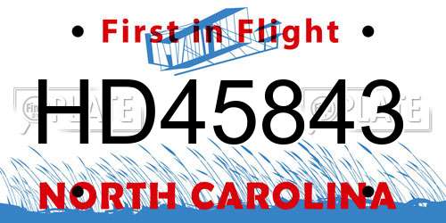 HD45843 North Carolina License Plate
