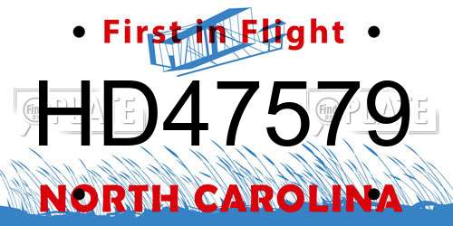 HD47579 North Carolina License Plate