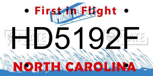 HD5192F North Carolina License Plate