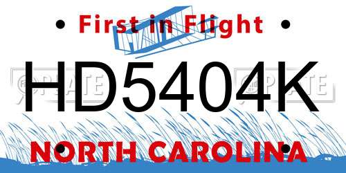 HD5404K North Carolina License Plate