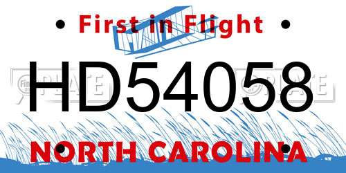HD54058 North Carolina License Plate