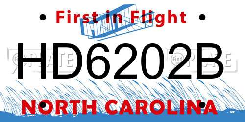 HD6202B North Carolina License Plate