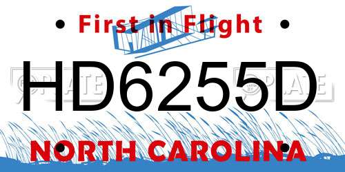 HD6255D North Carolina License Plate