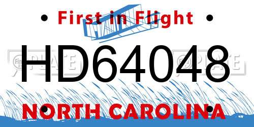 HD64048 North Carolina License Plate