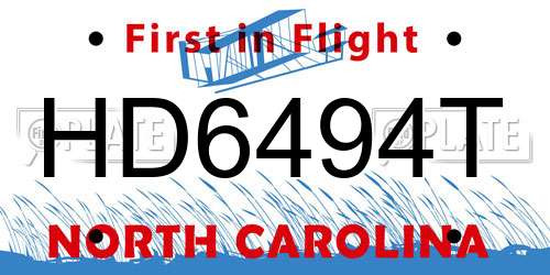 HD6494T North Carolina License Plate