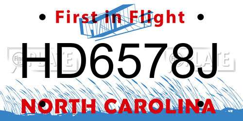HD6578J North Carolina License Plate