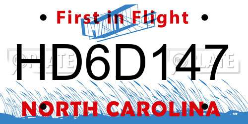 HD6D147 North Carolina License Plate