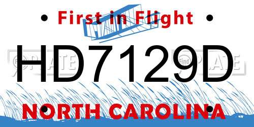 HD7129D North Carolina License Plate