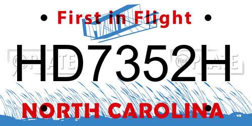 HD7352H North Carolina License Plate