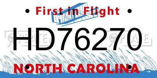 HD76270 North Carolina License Plate