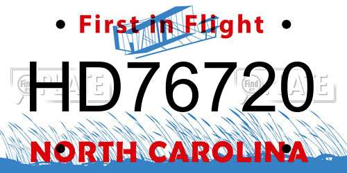 HD76720 North Carolina License Plate