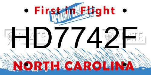 HD7742F North Carolina License Plate