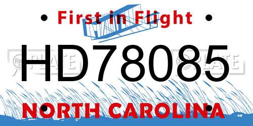 HD78085 North Carolina License Plate