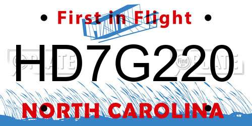 HD7G220 North Carolina License Plate