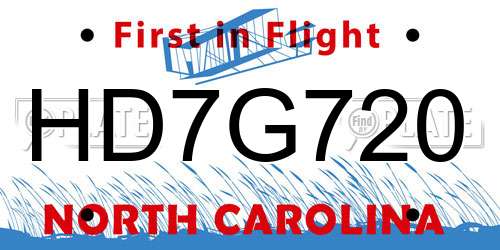 HD7G720 North Carolina License Plate