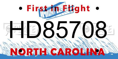 HD85708 North Carolina License Plate