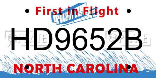 HD9652B North Carolina License Plate