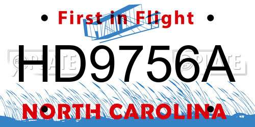 HD9756A North Carolina License Plate
