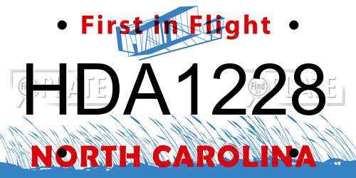 HDA1228 North Carolina License Plate