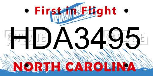 HDA3495 North Carolina License Plate
