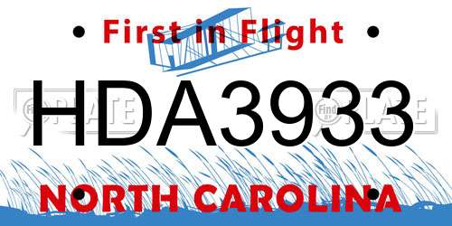 HDA3933 North Carolina License Plate