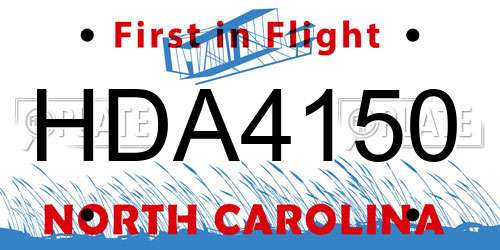 HDA4150 North Carolina License Plate
