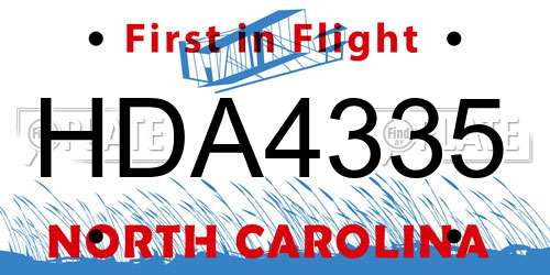 HDA4335 North Carolina License Plate