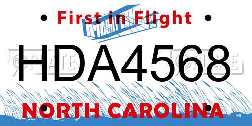 HDA4568 North Carolina License Plate