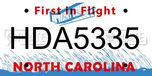 HDA5335 North Carolina License Plate