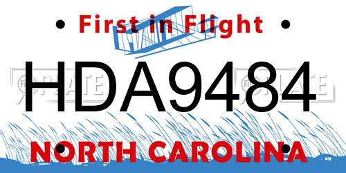 HDA9484 North Carolina License Plate