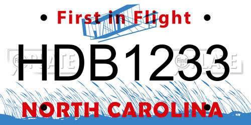HDB1233 North Carolina License Plate