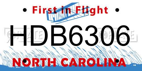HDB6306 North Carolina License Plate