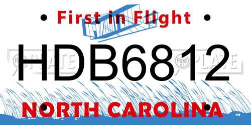 HDB6812 North Carolina License Plate