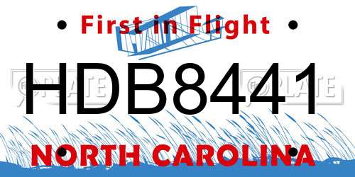 HDB8441 North Carolina License Plate