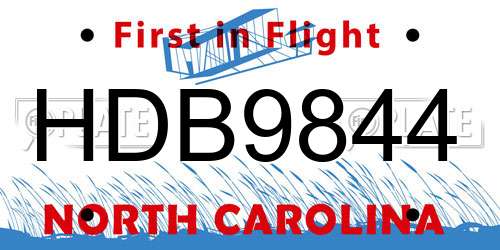 HDB9844 North Carolina License Plate