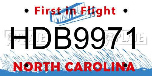 HDB9971 North Carolina License Plate