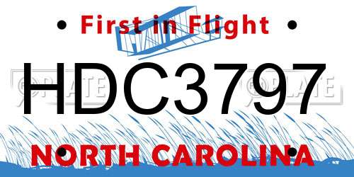 HDC3797 North Carolina License Plate