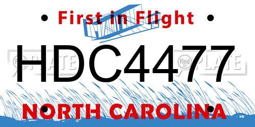 HDC4477 North Carolina License Plate