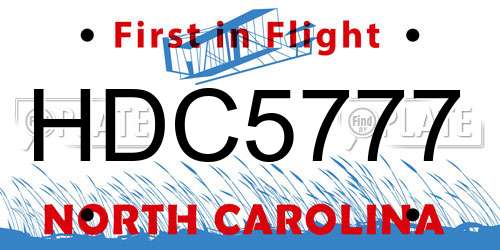 HDC5777 North Carolina License Plate