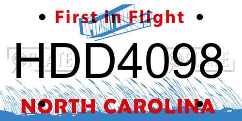 HDD4098 North Carolina License Plate