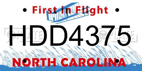 HDD4375 North Carolina License Plate