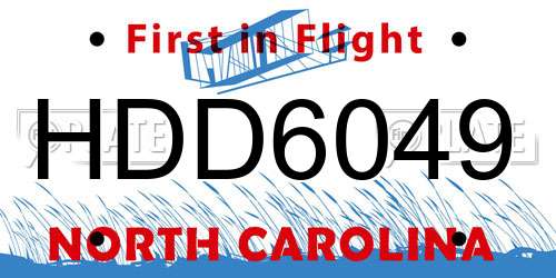 HDD6049 North Carolina License Plate