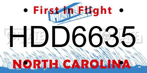 HDD6635 North Carolina License Plate