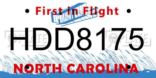 HDD8175 North Carolina License Plate