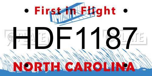 HDF1187 North Carolina License Plate