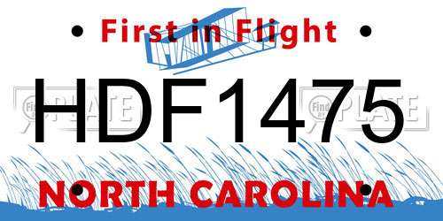 HDF1475 North Carolina License Plate