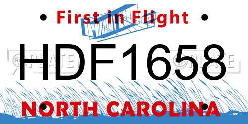 HDF1658 North Carolina License Plate
